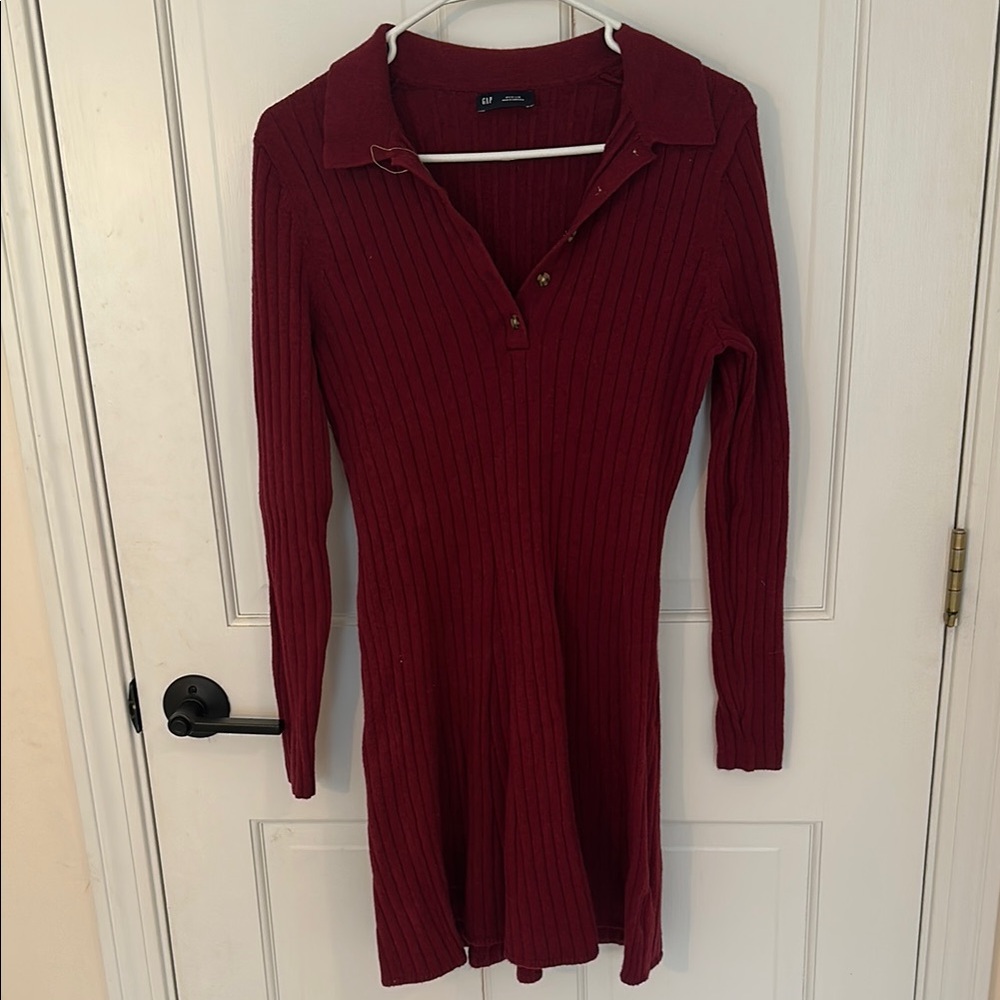 GAP Burgundy Ribbed Knit Dress